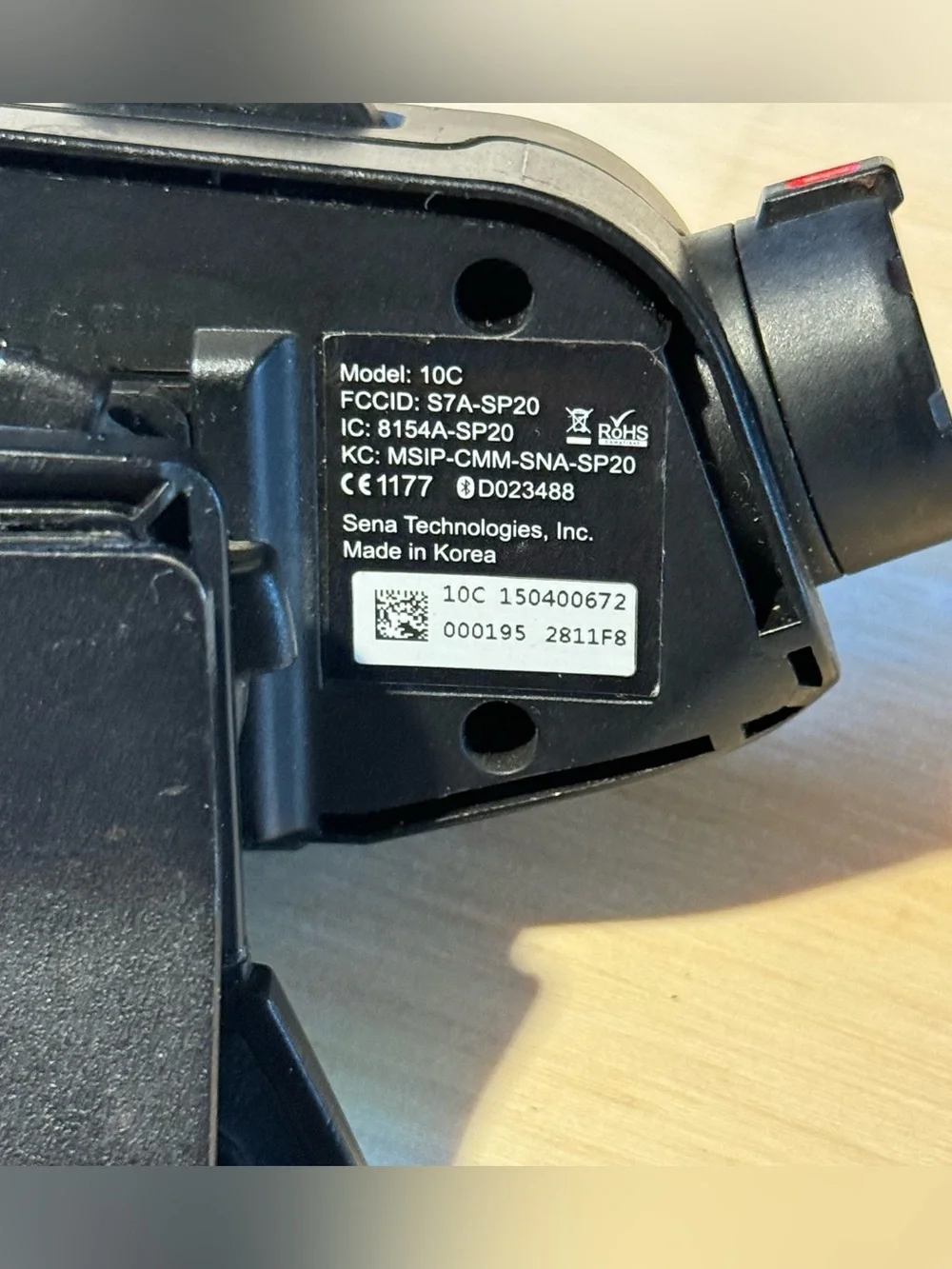 Sena 10C Blk w/Bluetooth Camera w/Clip MODULE ONLY “UNTESTED” No Charg Read Info
